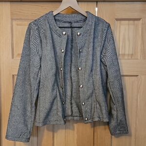 SHEIN Black and White Herringbone Blazer